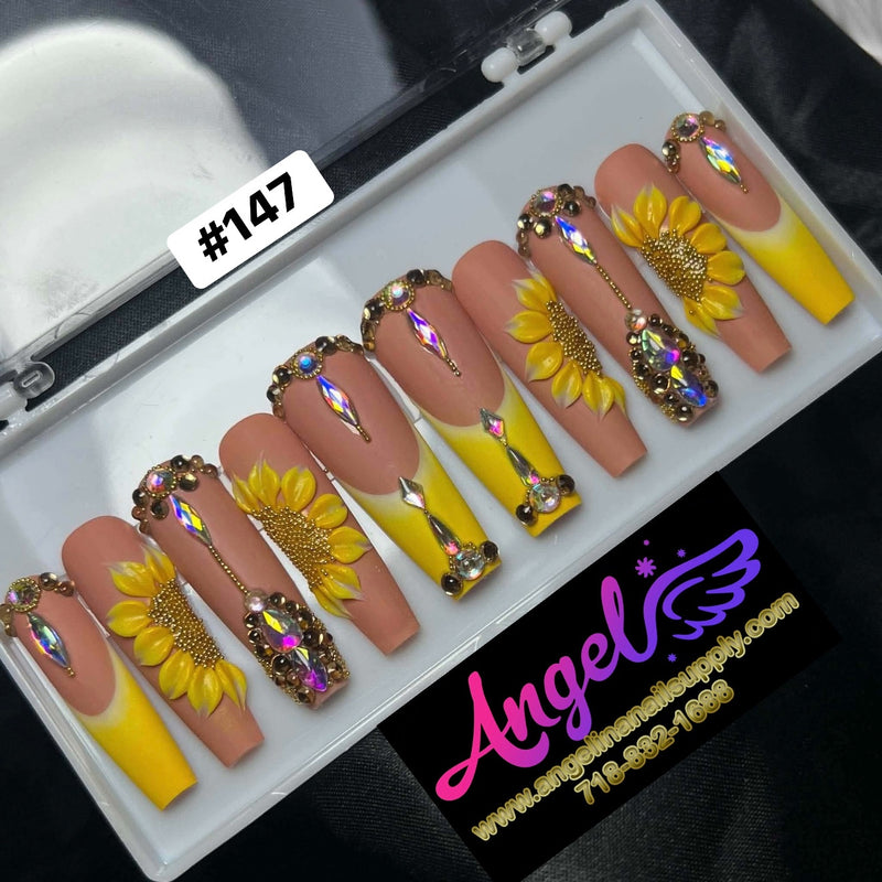 Angelina Handmade Custom Press-On | Long Nail Design #147