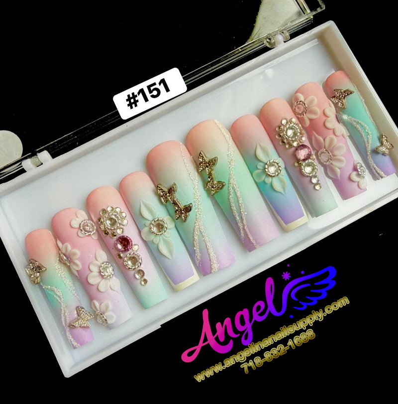 Angelina Handmade Custom Press-On | Long Nail Design #151