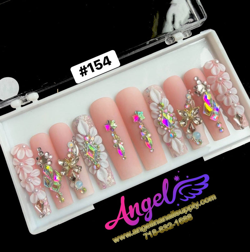 Angelina Handmade Custom Press-On | Long Nail Design #154