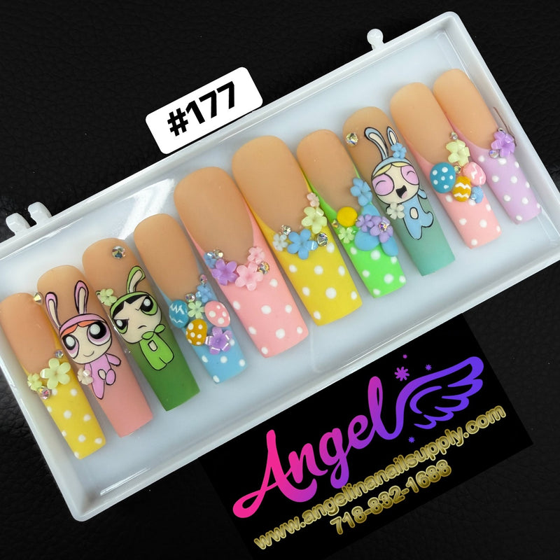 Angelina Handmade Custom Press-On | Long Nail Design #177