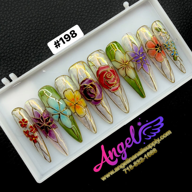 Angelina Handmade Custom Press-On | Long Nail Design #198