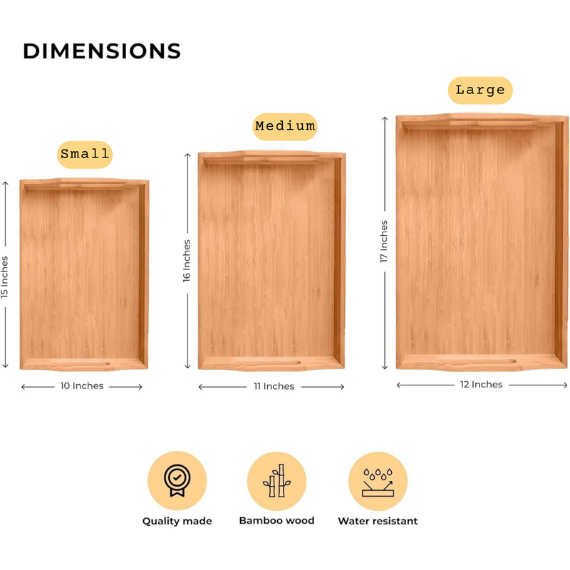 Bamboo Wood Spa-Serving Tray with Handles