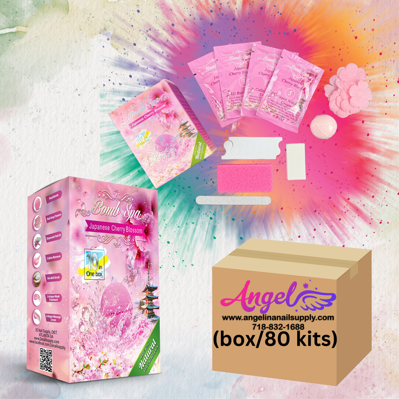 2E Organic Bomb Spa 10 in 1 - Japanese Cherry Blossom (box/80 kits) - Angelina Nail Supply NYC