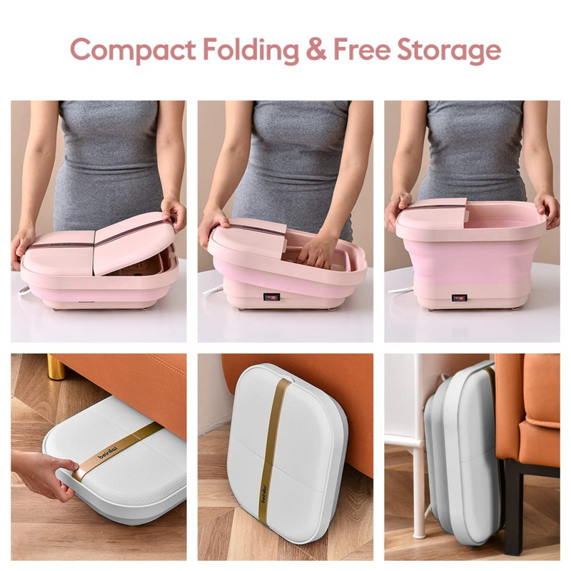 Bồn ngâm chân gấp gọn có chức năng sưởi ấm, massage bong bóng và rung