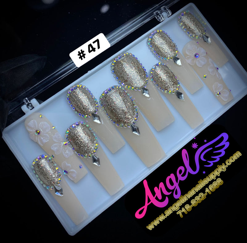 Angelina Handmade Custom Press-On | Long Nail Design #030-#059