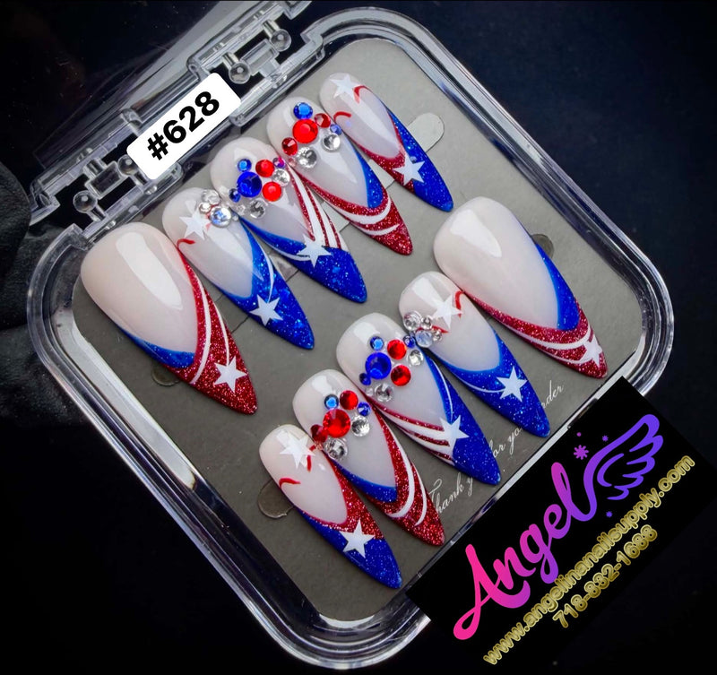 Angelina Handmade Custom Press-On Nails #628 – Starfire Glam