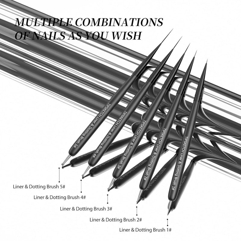 Brush Set | Black Liner Art Brush with Dotting Tool (5in1)
