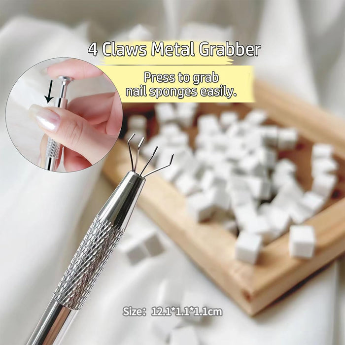 4-Claw Metal Grabber Pickup Tool with With 100pcs Soft Sponge