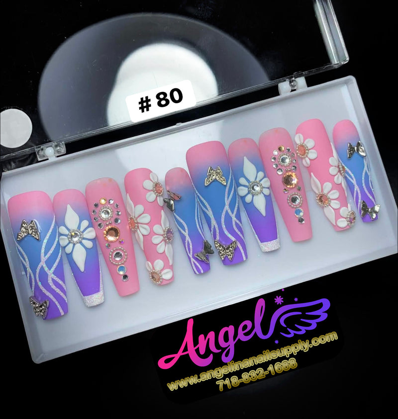 Angelina Handmade Custom Press-On | Long Nail Design #060-#089