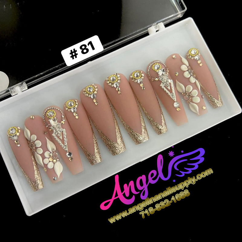 Angelina Handmade Custom Press-On | Long Nail Design #060-#089