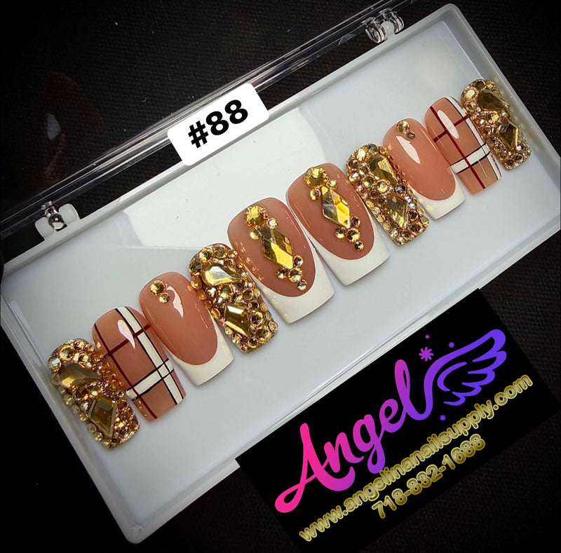 Angelina Handmade Custom Press-On | Long Nail Design #060-#089
