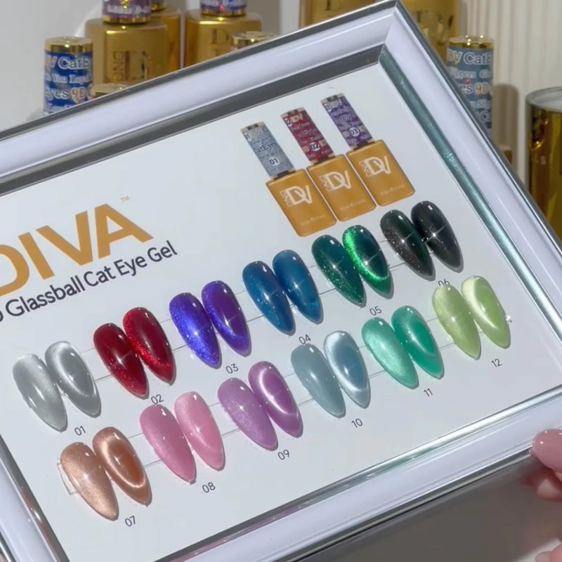 Diva 9D Cat Eyes Collection Glassball Set 12 colors #1 - #12 GEL ONLY