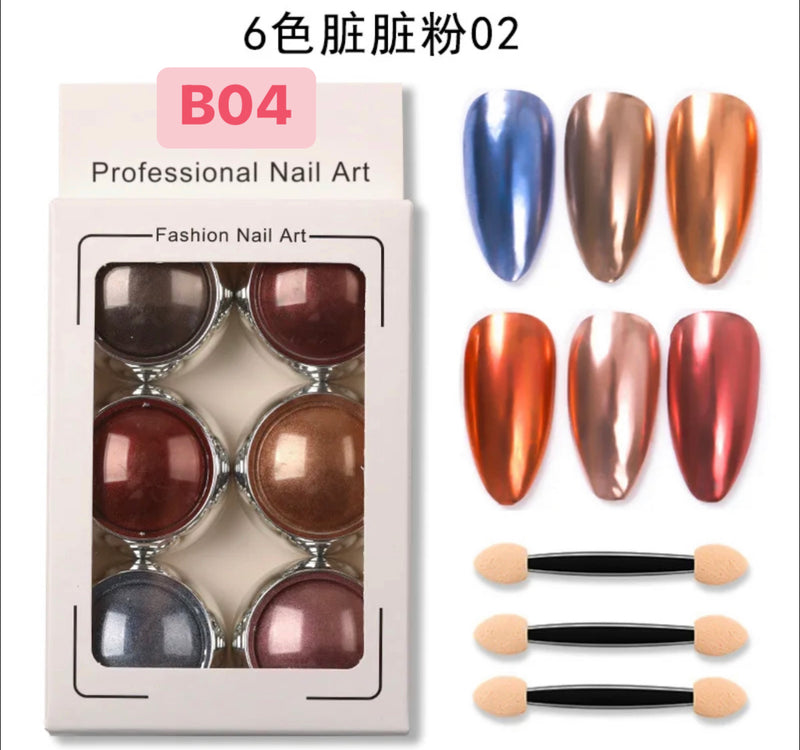 Bột màu gương Chrome nhiều màu gói 6 màu