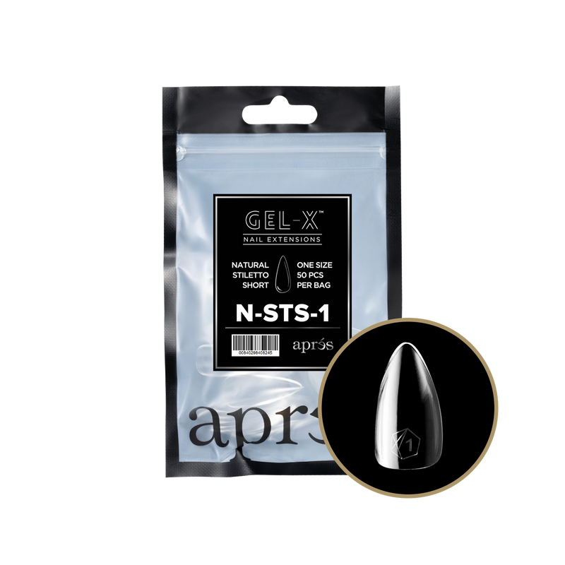 Đầu thay móng Apres Gel-X Natural Stiletto ngắn – 50 cái | Móng gel mềm nối dài