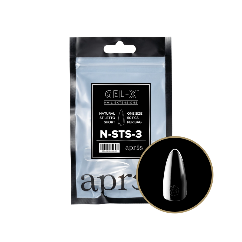 Đầu thay móng Apres Gel-X Natural Stiletto ngắn – 50 cái | Móng gel mềm nối dài