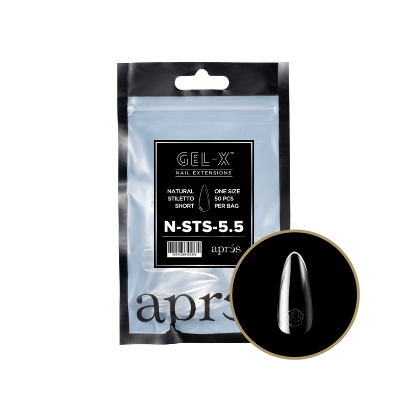 Đầu thay móng Apres Gel-X Natural Stiletto ngắn – 50 cái | Móng gel mềm nối dài