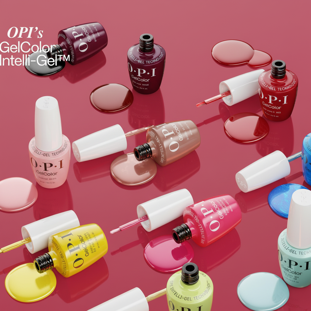 OPI nail polish bottles on a pink background