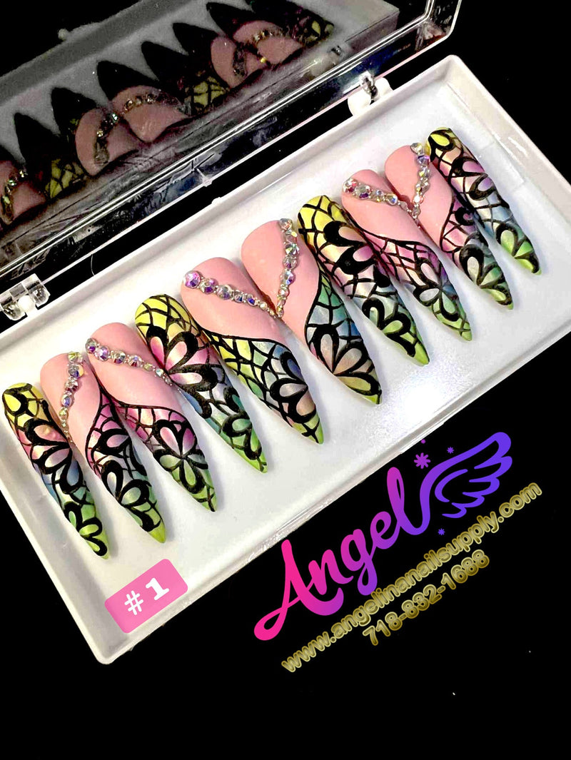 Angelina Handmade Custom Press-On | Long Nail Design 001-029 - Angelina Nail Supply NYC