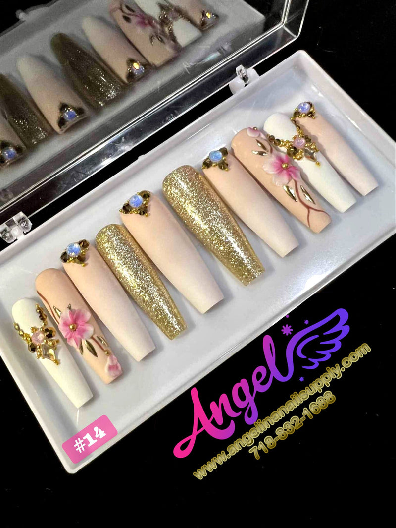 Angelina Handmade Custom Press-On | Long Nail Design 001-029 - Angelina Nail Supply NYC