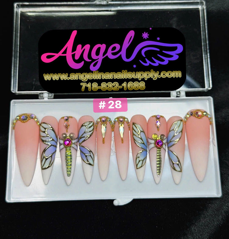 Angelina Handmade Custom Press-On | Long Nail Design 001-029 - Angelina Nail Supply NYC