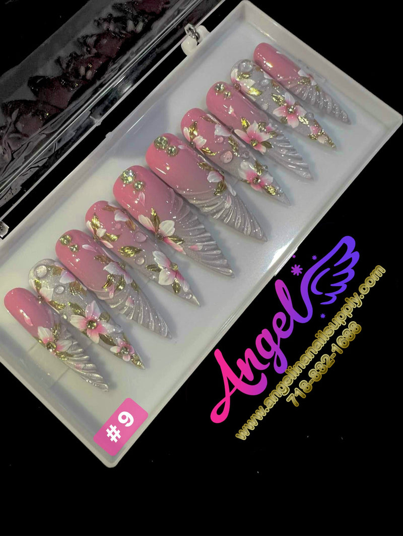 Angelina Handmade Custom Press-On | Long Nail Design 001-029 - Angelina Nail Supply NYC