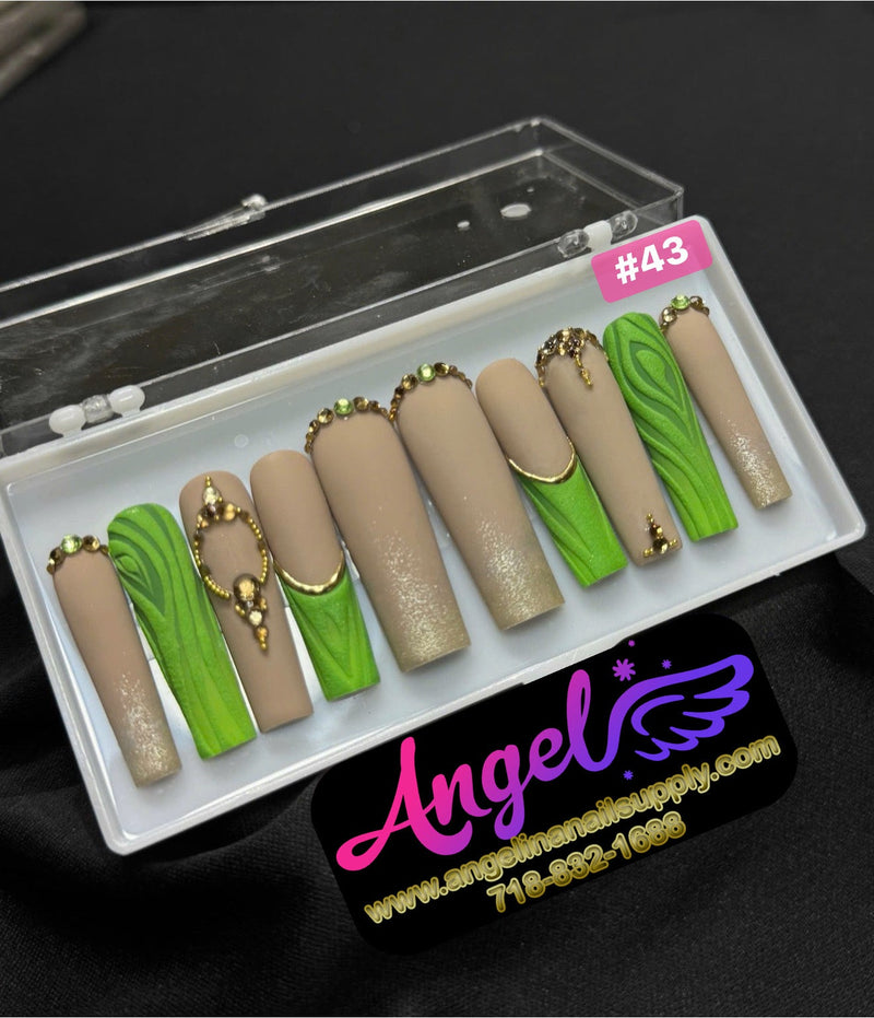 Angelina Handmade Custom Press-On | Long Nail Design 030-059 - Angelina Nail Supply NYC