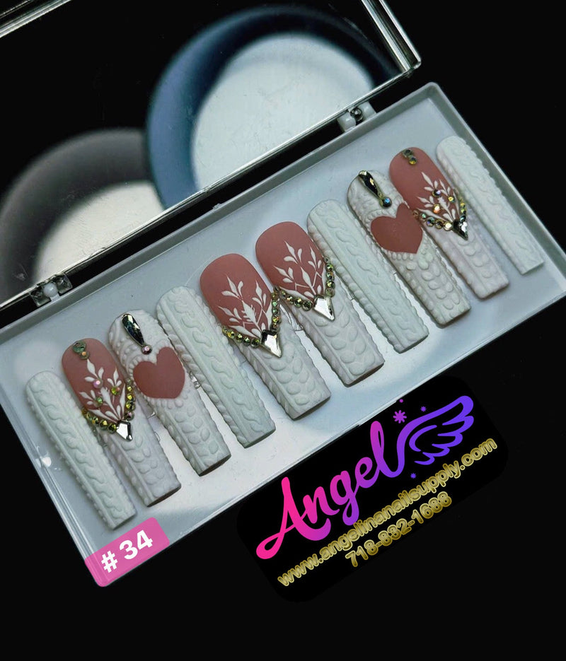 Angelina Handmade Custom Press-On | Long Nail Design 030-059 - Angelina Nail Supply NYC