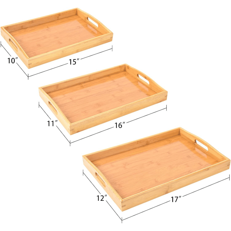 Bamboo Wood Spa-Serving Tray with Handles - Angelina Nail Supply NYC