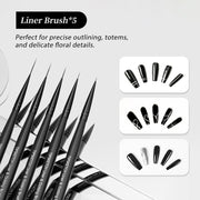 Brush Set | Black Liner Art Brush with Dotting Tool (5in1) - Angelina Nail Supply NYC