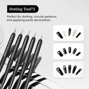 Brush Set | Black Liner Art Brush with Dotting Tool (5in1) - Angelina Nail Supply NYC
