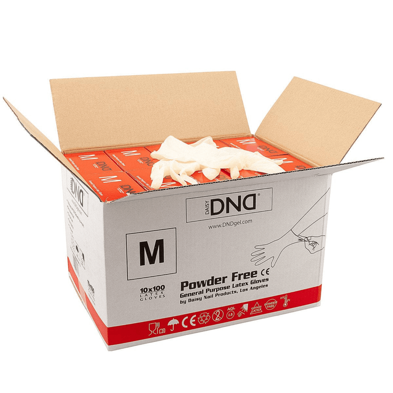 DND General Purpose Latex Gloves (Case/10boxes) - Size: Medium - Angelina Nail Supply NYC