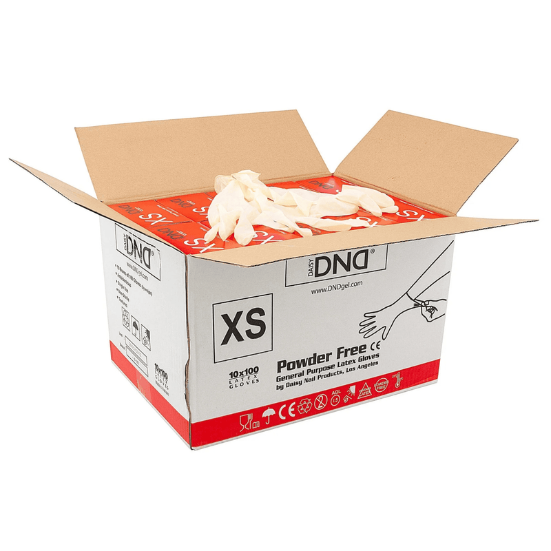 DND General Purpose Latex Gloves (Case/10boxes) - Size: X-Small - Angelina Nail Supply NYC