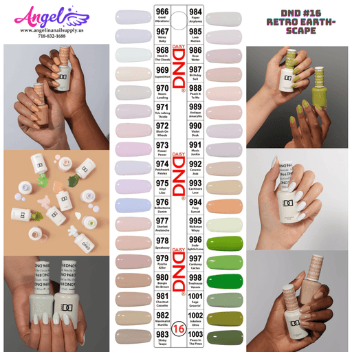 DND16 Collection #16 Retro Earth-Scape (Full Set 36 Colors #966 - #1003) - Angelina Nail Supply NYC