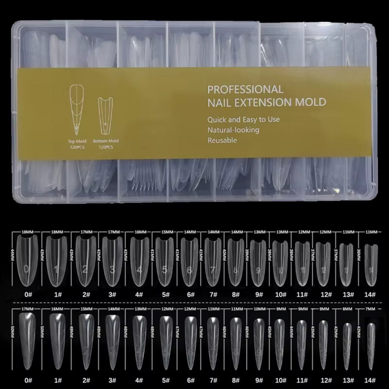 Dual Nail Form Extension Mold 15 sizes/240 pcs - Angelina Nail Supply NYC