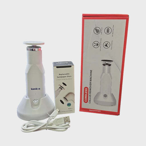 Ionica Electric Foot File Callus Remover Rechargeable FCR03 - Angelina Nail Supply NYC