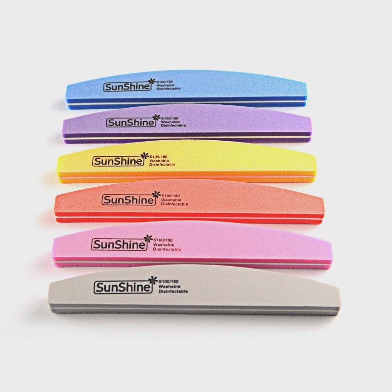 Nailshine Halfmoon Double Sided Nail Files Buffer 100/180 - Single piece - Angelina Nail Supply NYC