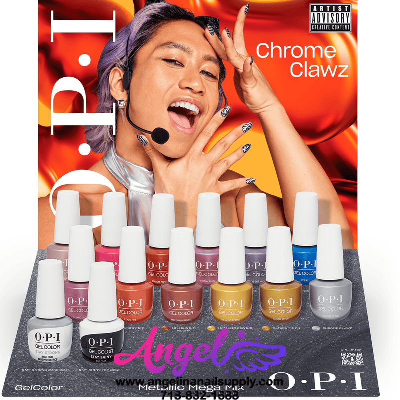 OPI Gel Color - Metallic Mega Mix Collection 12 Colors & 1 Base Gel 1 Top Gel| Fall 2024 - Angelina Nail Supply NYC