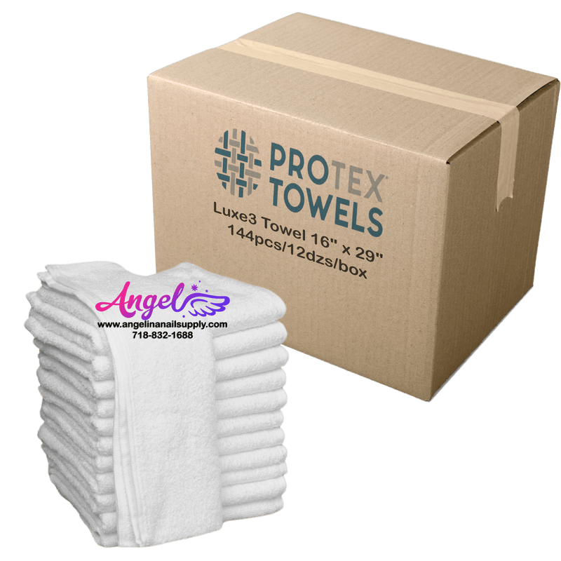 ProTex Luxe3 Towel 16" x 29" - Snow White (Box of 144) - Angelina Nail Supply NYC