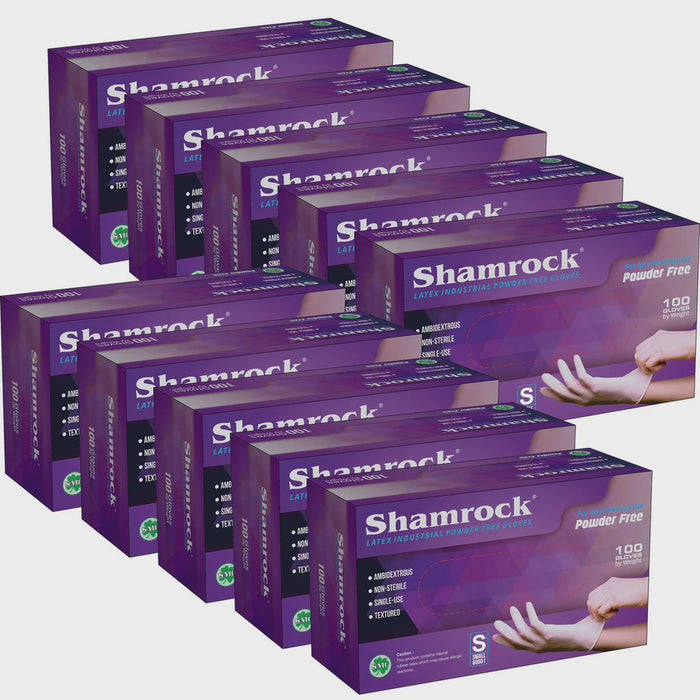 Shamrock Latex Gloves Powder Free (Small - Case/10 boxes)