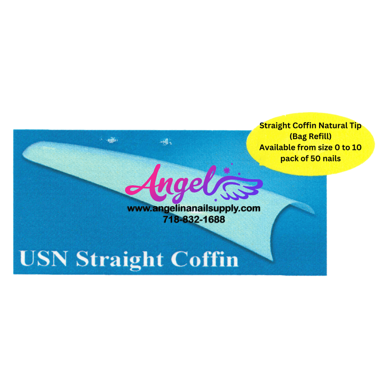 USN Straight Coffin Natural Tip (Bag Refill) - Angelina Nail Supply NYC