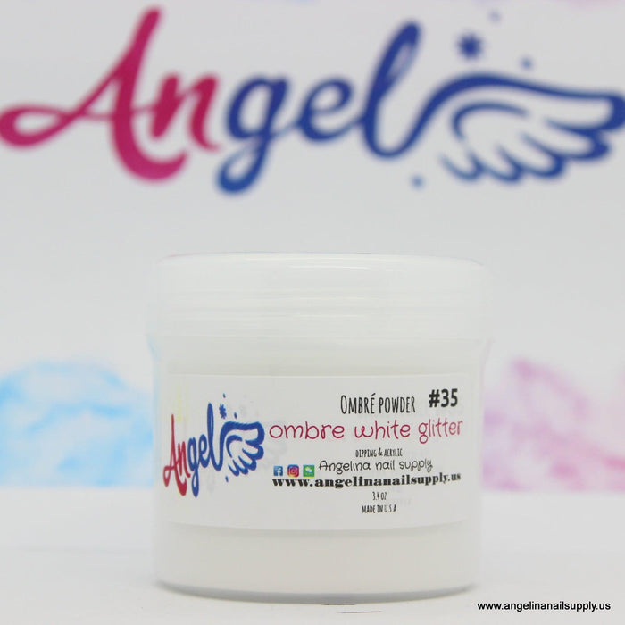 Angel Ombre Powder 35 Cover White Glitter - Angelina Nail Supply NYC