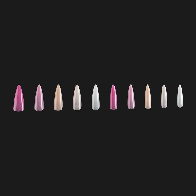 Aprés Tips Natural - Stiletto - Long - Base Color - Angelina Nail Supply NYC