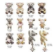 Cartoon Gold & Silver Nail Charm Bear - Angelina Nail Supply NYC