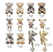 Cartoon Gold & Silver Nail Charm Bear - Angelina Nail Supply NYC