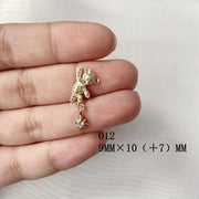 Cartoon Gold & Silver Nail Charm Bear - Angelina Nail Supply NYC