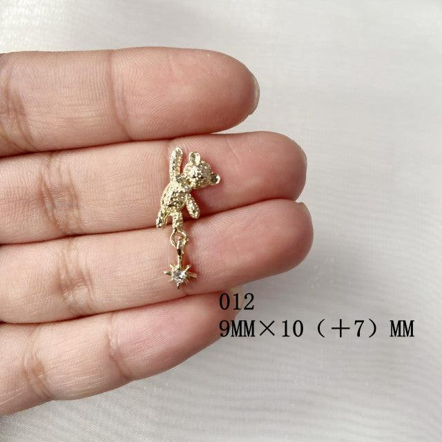 Cartoon Gold & Silver Nail Charm Bear - Angelina Nail Supply NYC