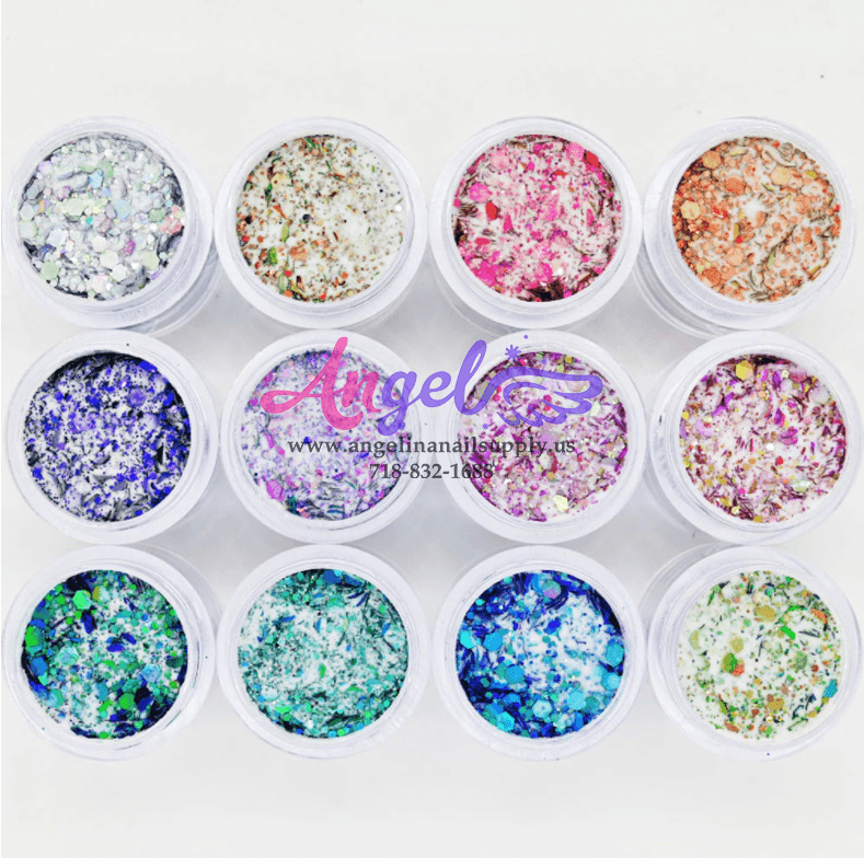 Chameleon Holographic Flakes Galaxy Acrylic Powder (12 color) - Angelina Nail Supply NYC