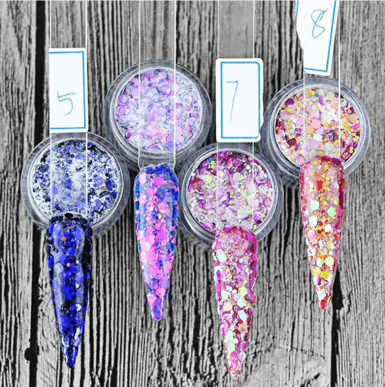 Chameleon Holographic Flakes Galaxy Acrylic Powder (12 color) - Angelina Nail Supply NYC