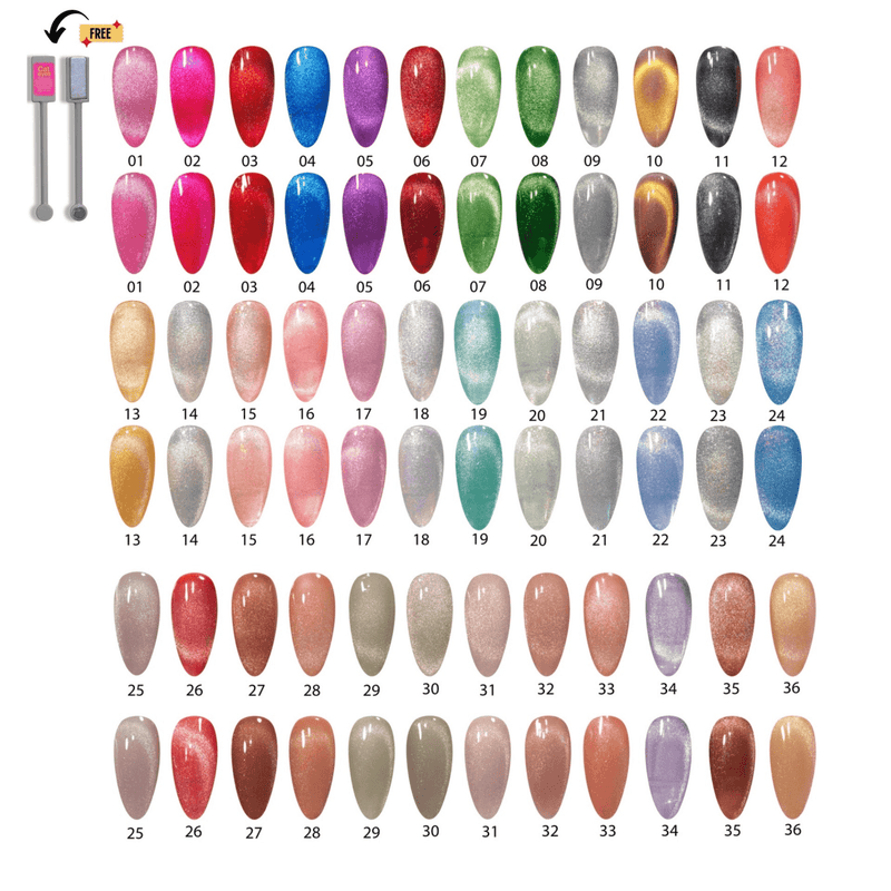 DC 9D Cat Eyes Collection All Set 36 colors 1 - 36 GEL ONLY - Angelina Nail Supply NYC