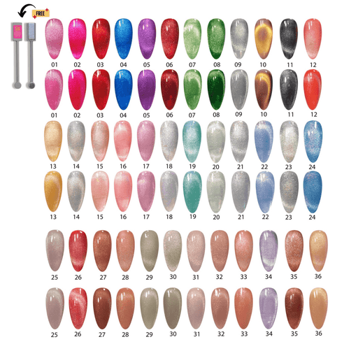 DC 9D Cat Eyes Collection All Set 36 colors 1 - 36 GEL ONLY - Angelina Nail Supply NYC